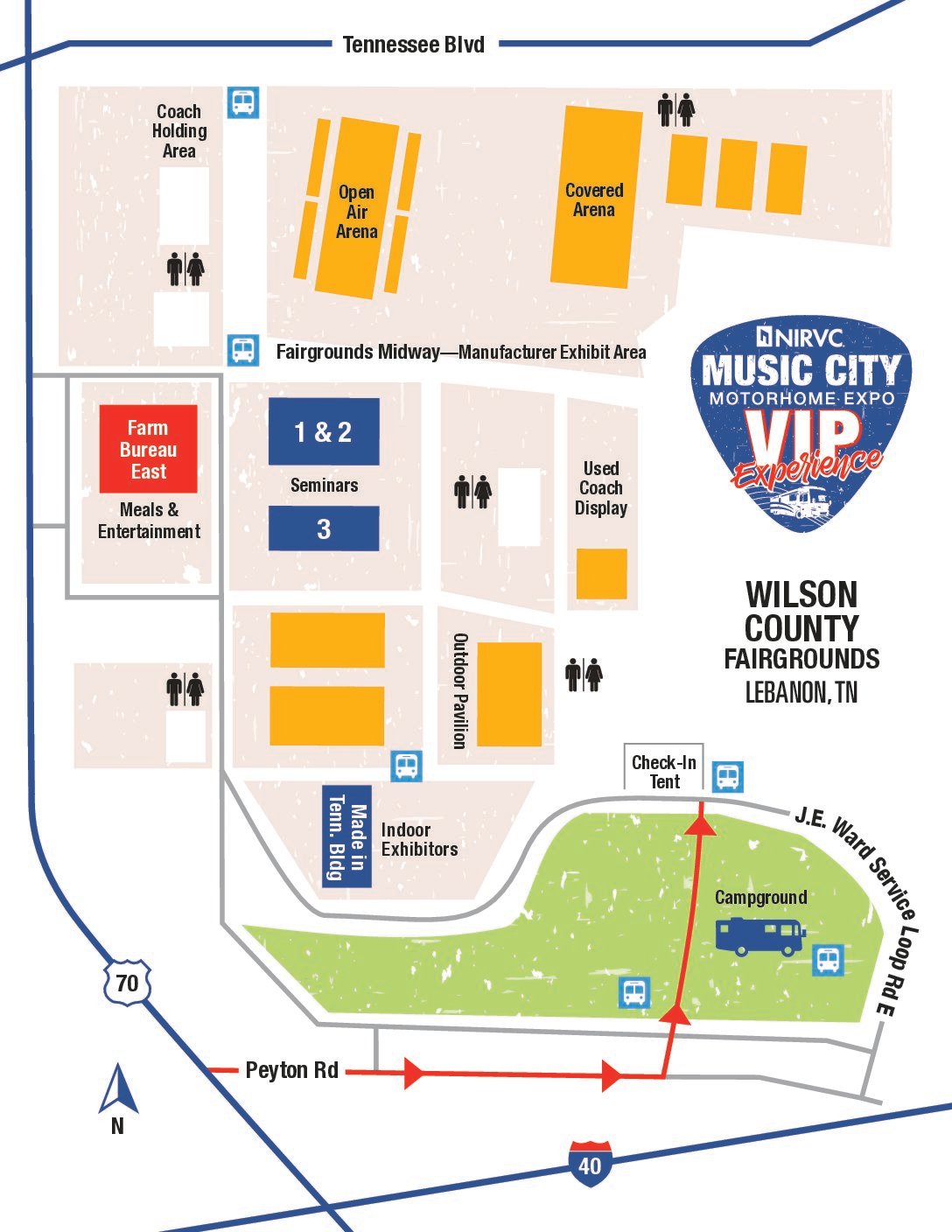 Music City Motorhome Expo VIP Experience Map