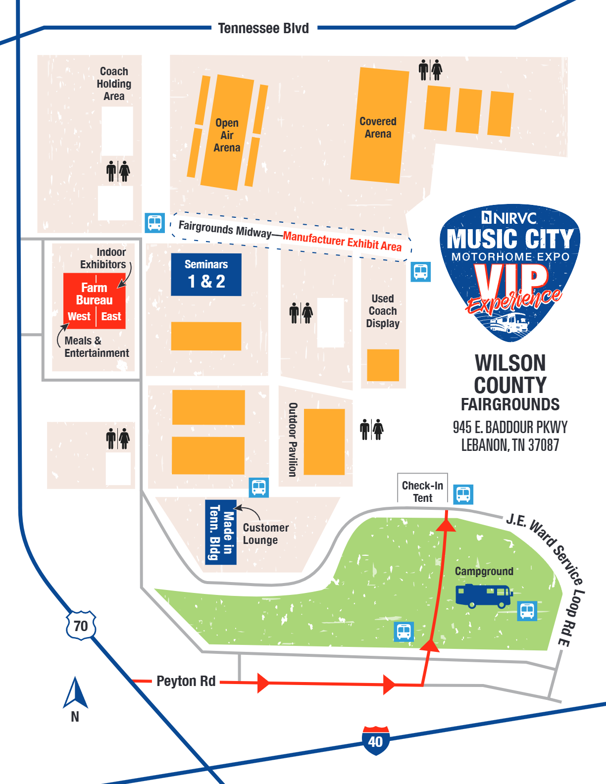 Music City Motorhome Expo VIP Experience Map